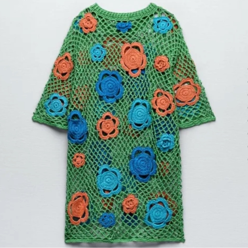 ZARA Limited Edition Floral Crochet Tunic Dress
